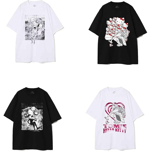 M サンリオキャラクターズ ×伊藤潤二 Tシャツ ギャル富江×ハローキティ XL サンリオキャラクターズ ×伊藤潤二 Tシャツ ギャル富江